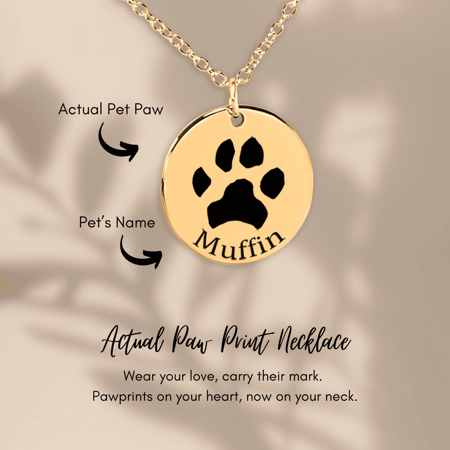 Personalized necklace with paw print and name – Unique gift for pet owners