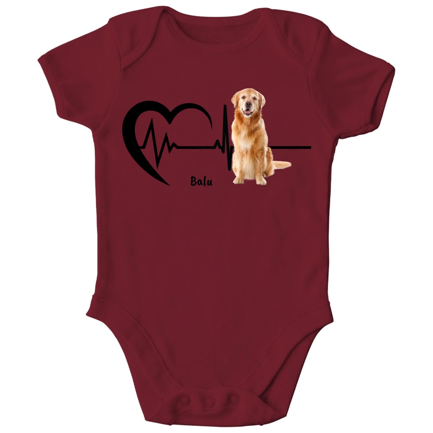 Personalisierter Bio Baby Strampler Herzschlag mit Haustier und Name | Personalize Palace