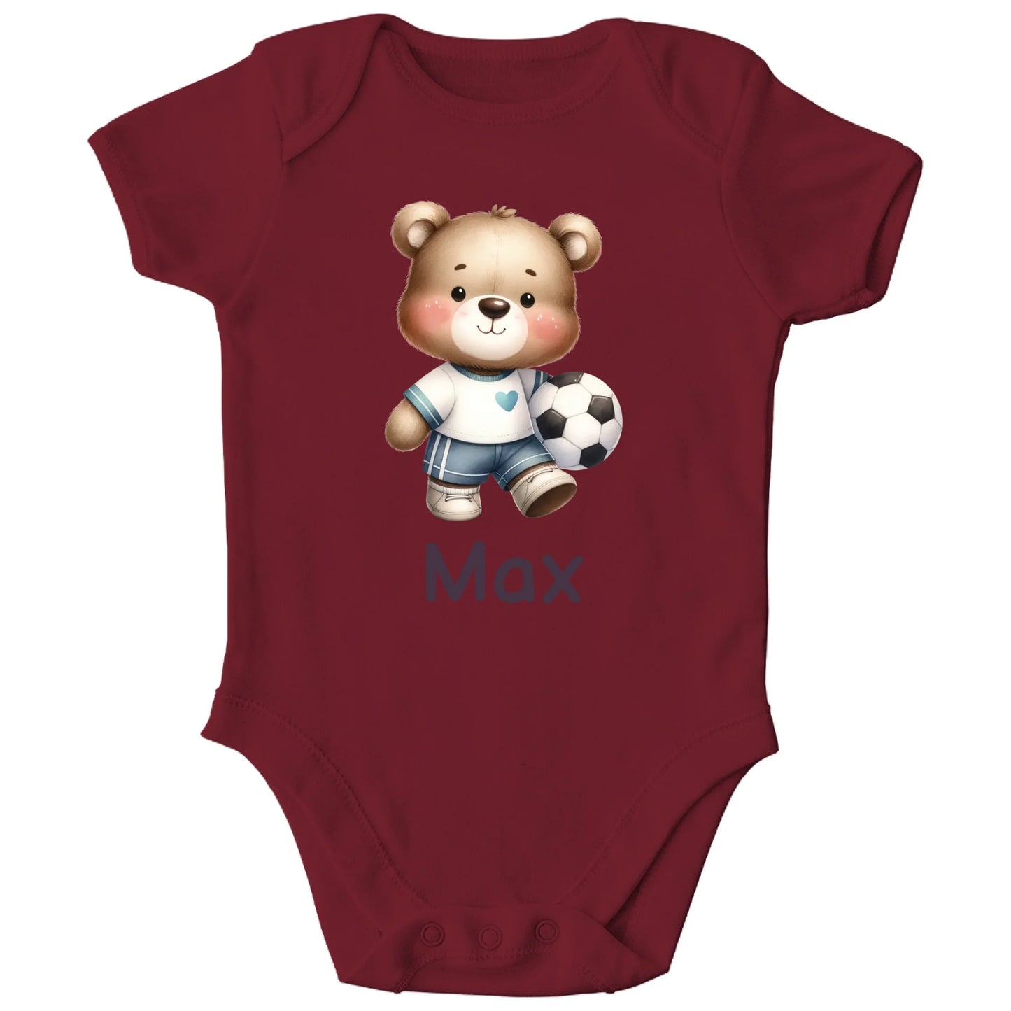 Personalisierter Bio Baby Strampler Fußball Spieler mit Name | Personalize Palace