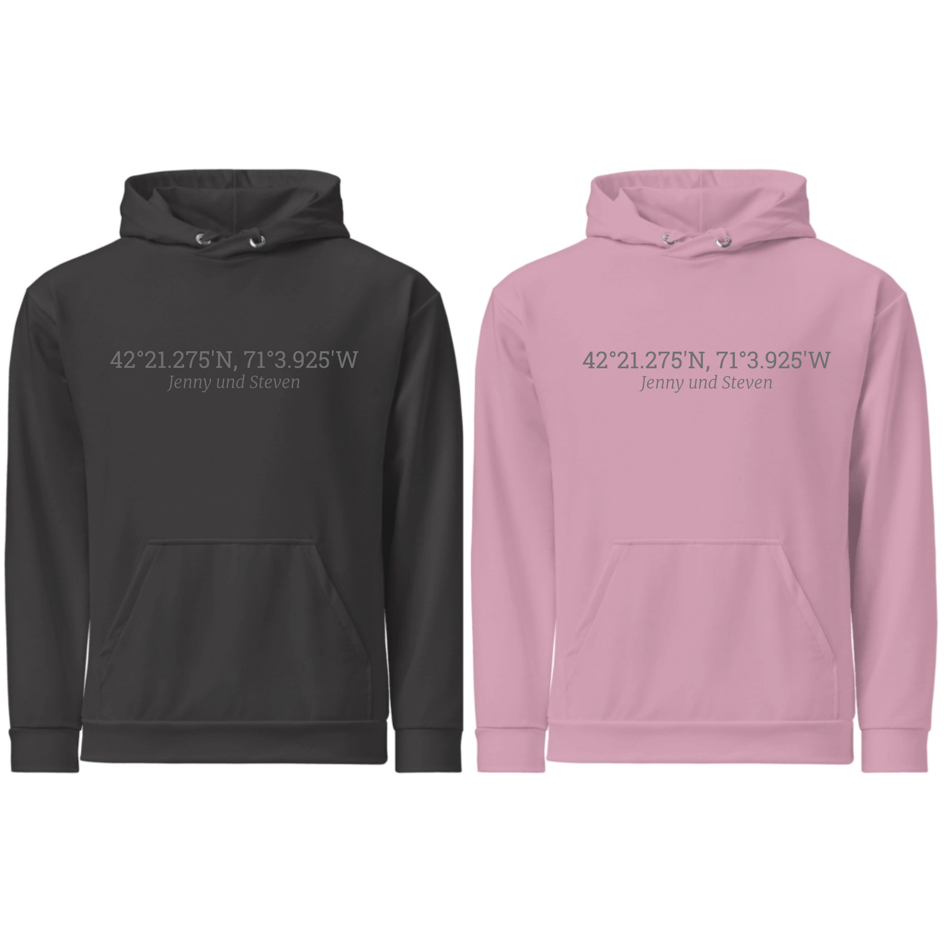 personalisiertes Hoodie Bundle-Set: eure Koordinaten und Text | Personalize Palace