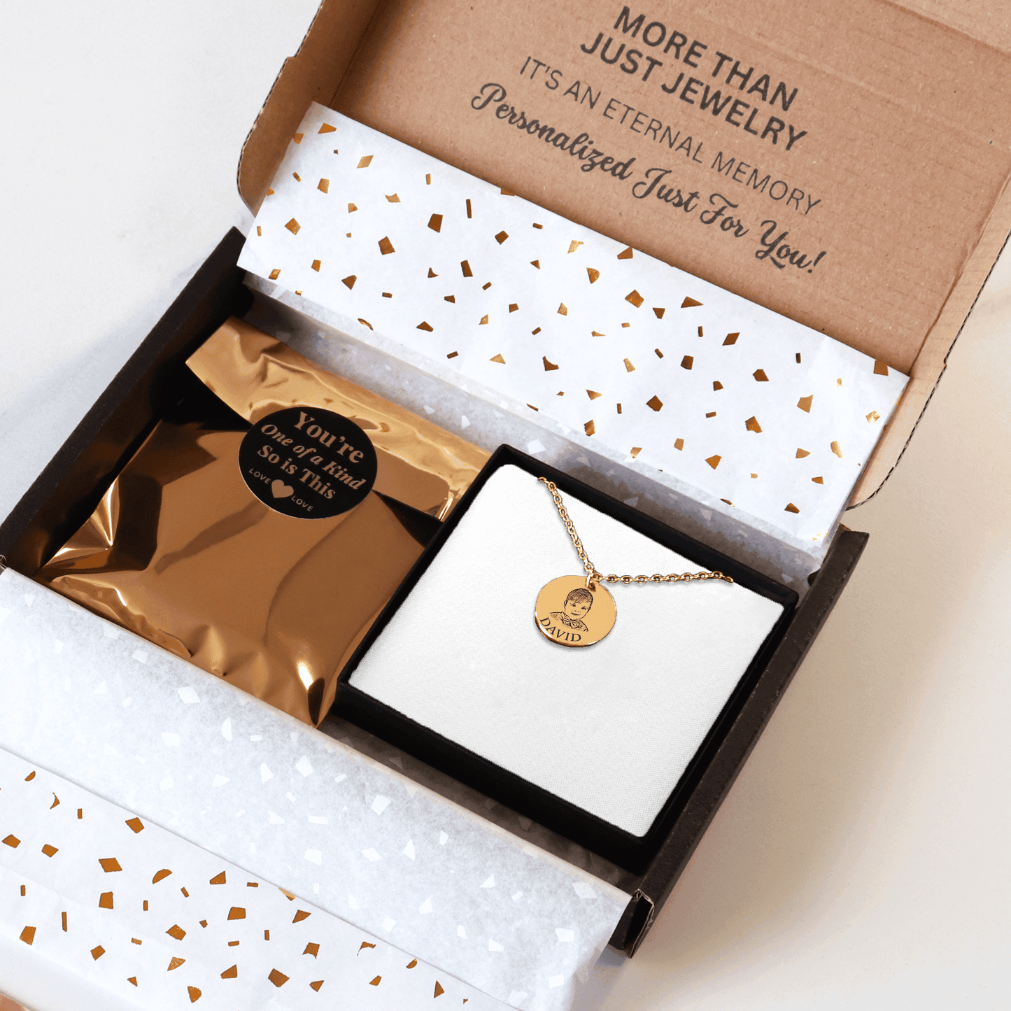 Baby portrait necklace with your photo and text as a gift