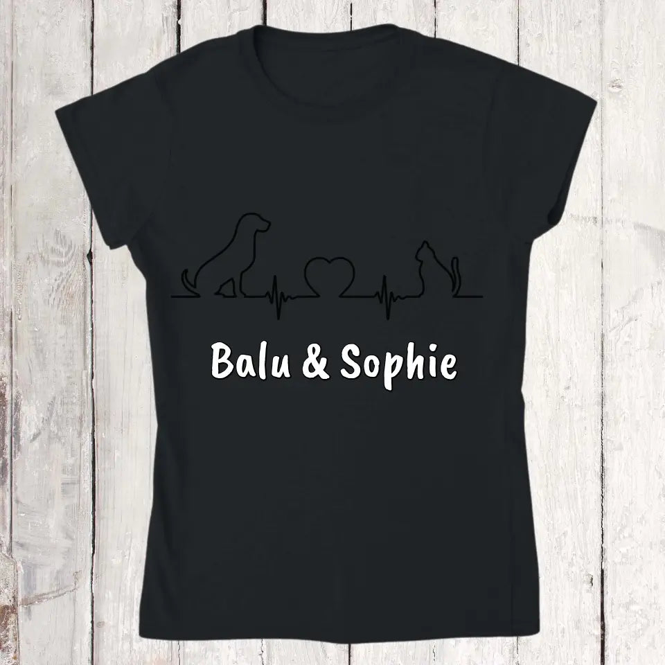 Personalisiertes T-Shirt: Herzschlag für Tiere - Individuelles T-Shirt | Personalize Palace