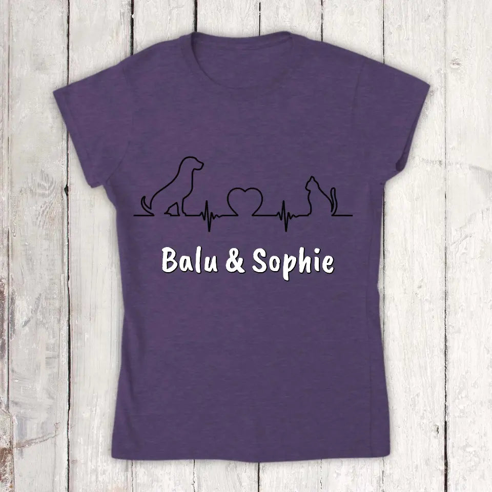 Personalisiertes T-Shirt: Herzschlag für Tiere - Individuelles T-Shirt | Personalize Palace