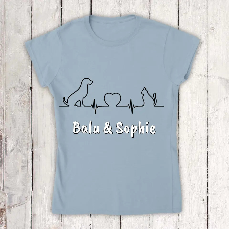 Personalisiertes T-Shirt: Herzschlag für Tiere - Individuelles T-Shirt | Personalize Palace