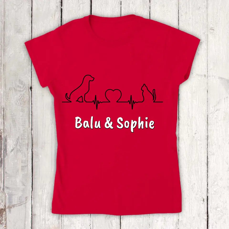 Personalisiertes T-Shirt: Herzschlag für Tiere - Individuelles T-Shirt | Personalize Palace