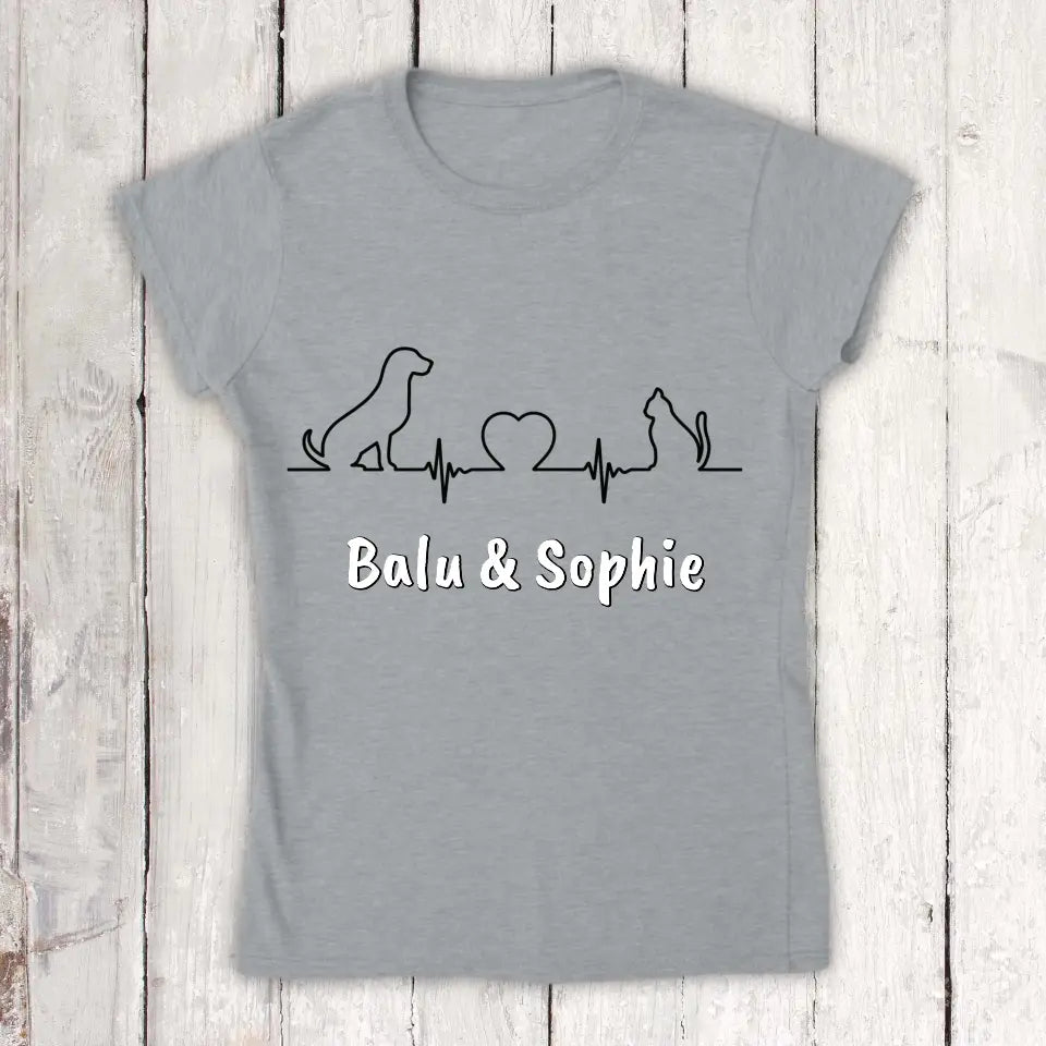 Personalisiertes T-Shirt: Herzschlag für Tiere - Individuelles T-Shirt | Personalize Palace