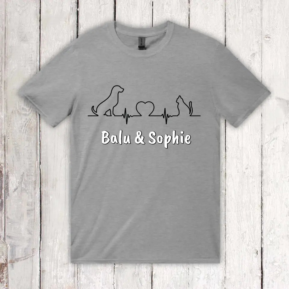 Personalisiertes T-Shirt: Herzschlag für Tiere - Individuelles T-Shirt | Personalize Palace