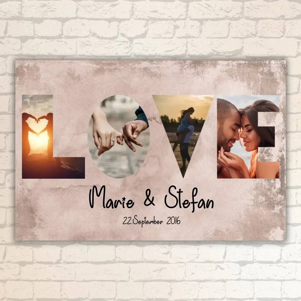 Happy Ending with a Photo Heart - Personalized Canvas