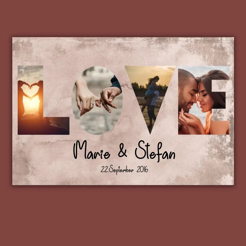 Happy End mit Fotoherz - Individuelle Leinwand | Personalize Palace