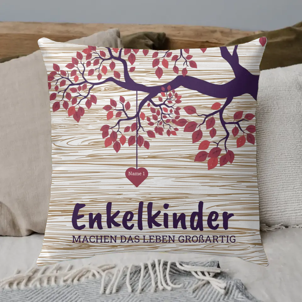 Great-grandchildren, grandchildren, children, family tree - personalized premium name pillow 