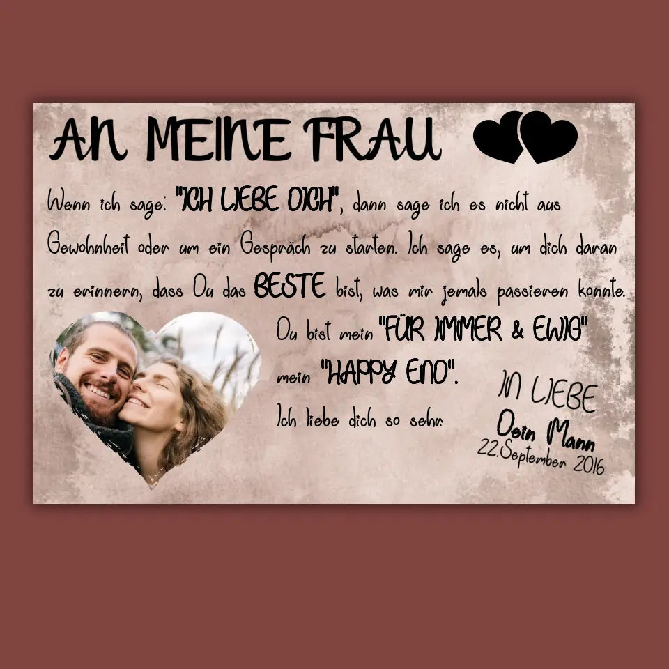 Happy Ending with a Photo Heart - Personalized Canvas