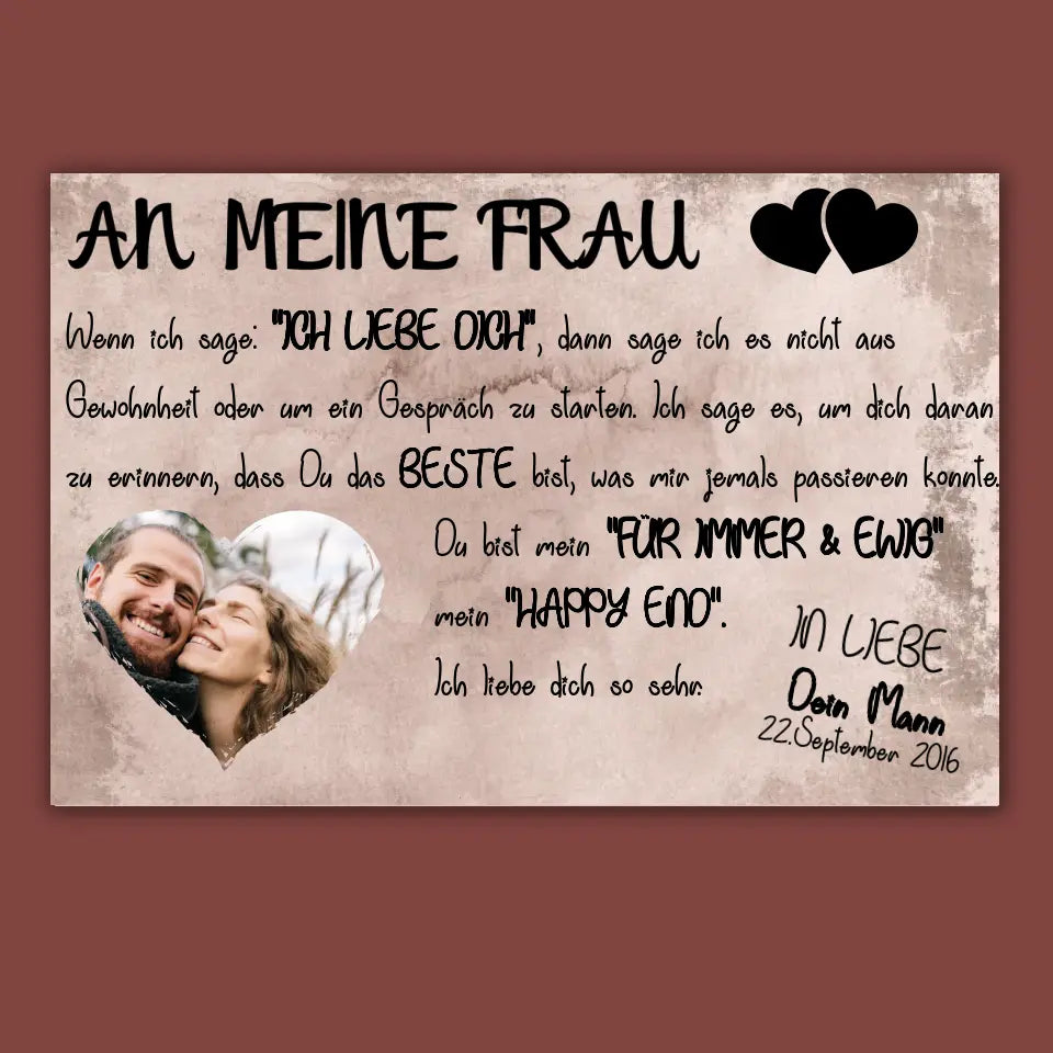 Happy End mit Fotoherz - Individuelle Leinwand | Personalize Palace