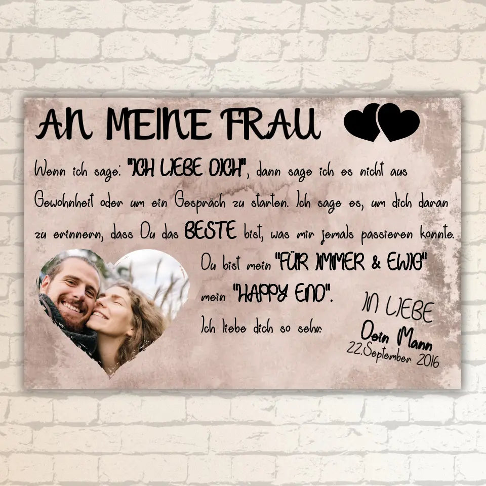 Happy Ending with a Photo Heart - Personalized Canvas