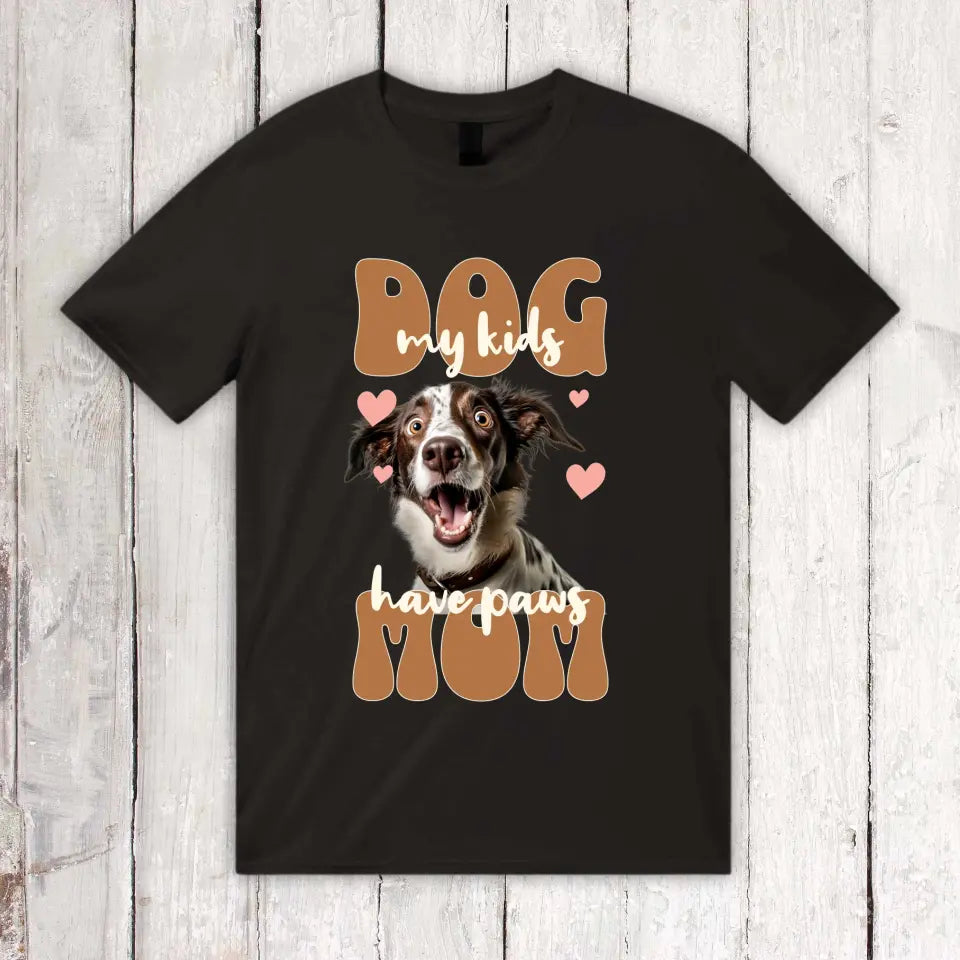 Dog Mom with Photo - Personalized Photo T-Shirt 