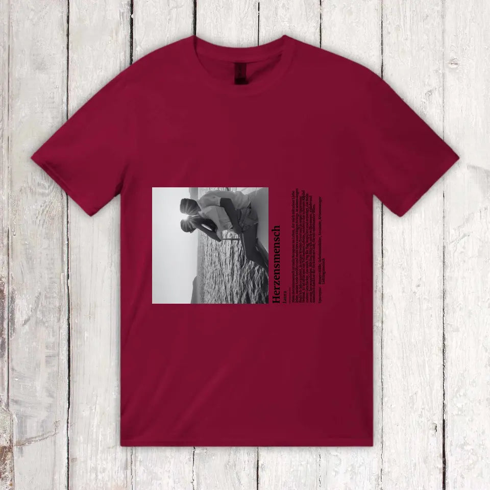 Personalisiertes T-Shirt: Defintion Herzensmensch mit Foto - Individuelles T-Shirt | Personalize Palace