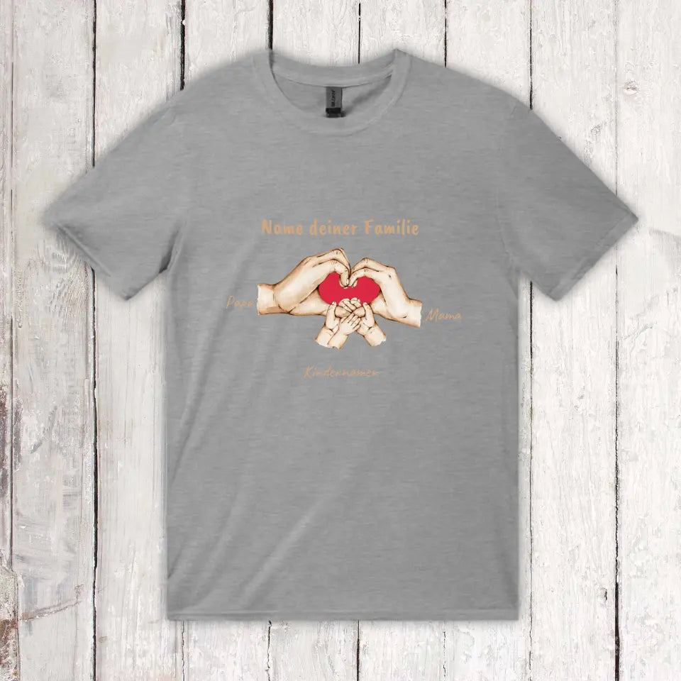Personalisiertes T-Shirt: Hände mit bis zu 6 Kindern - Individuelles T-Shirt | Personalize Palace