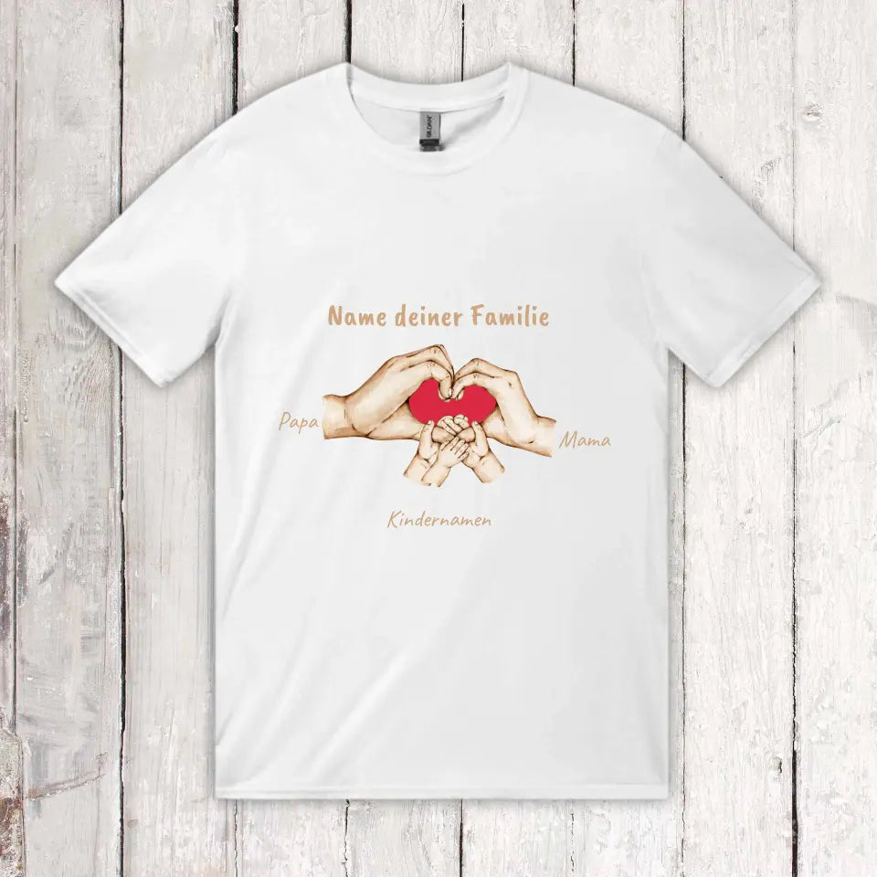 Personalisiertes T-Shirt: Hände mit bis zu 6 Kindern - Individuelles T-Shirt | Personalize Palace