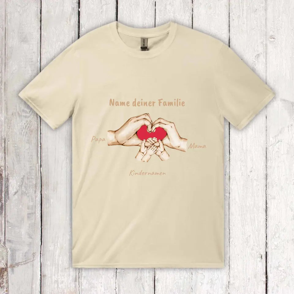 Personalisiertes T-Shirt: Hände mit bis zu 6 Kindern - Individuelles T-Shirt | Personalize Palace