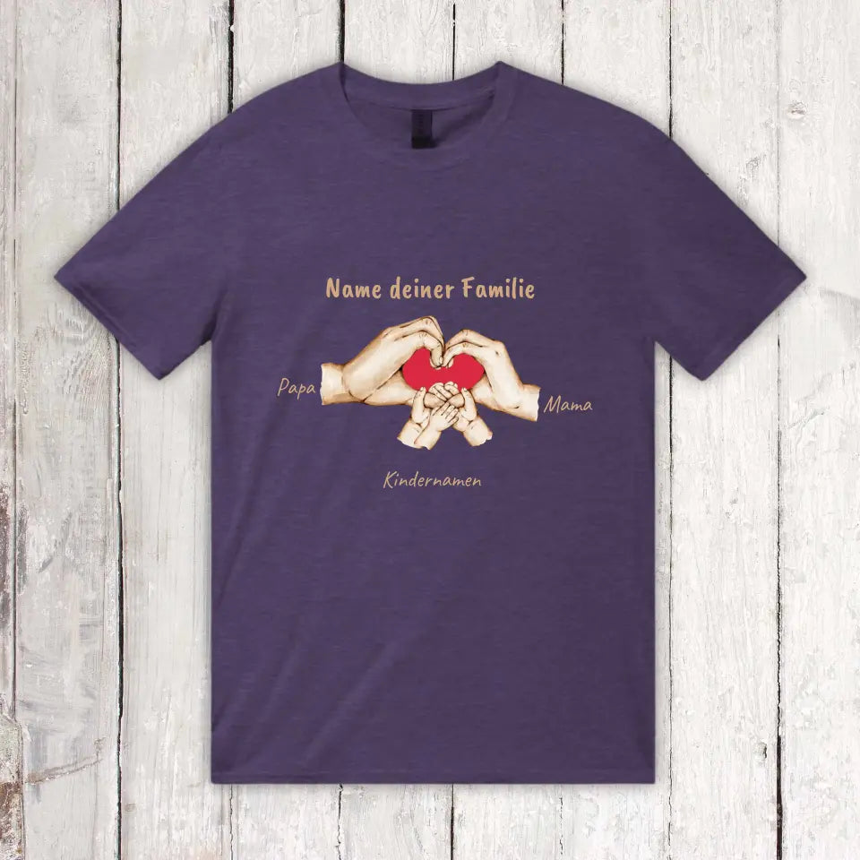 Personalisiertes T-Shirt: Hände mit bis zu 6 Kindern - Individuelles T-Shirt | Personalize Palace