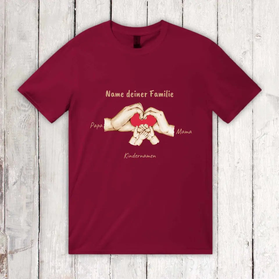 Personalisiertes T-Shirt: Hände mit bis zu 6 Kindern - Individuelles T-Shirt | Personalize Palace