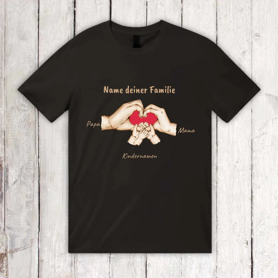 Personalisiertes T-Shirt: Hände mit bis zu 6 Kindern - Individuelles T-Shirt | Personalize Palace