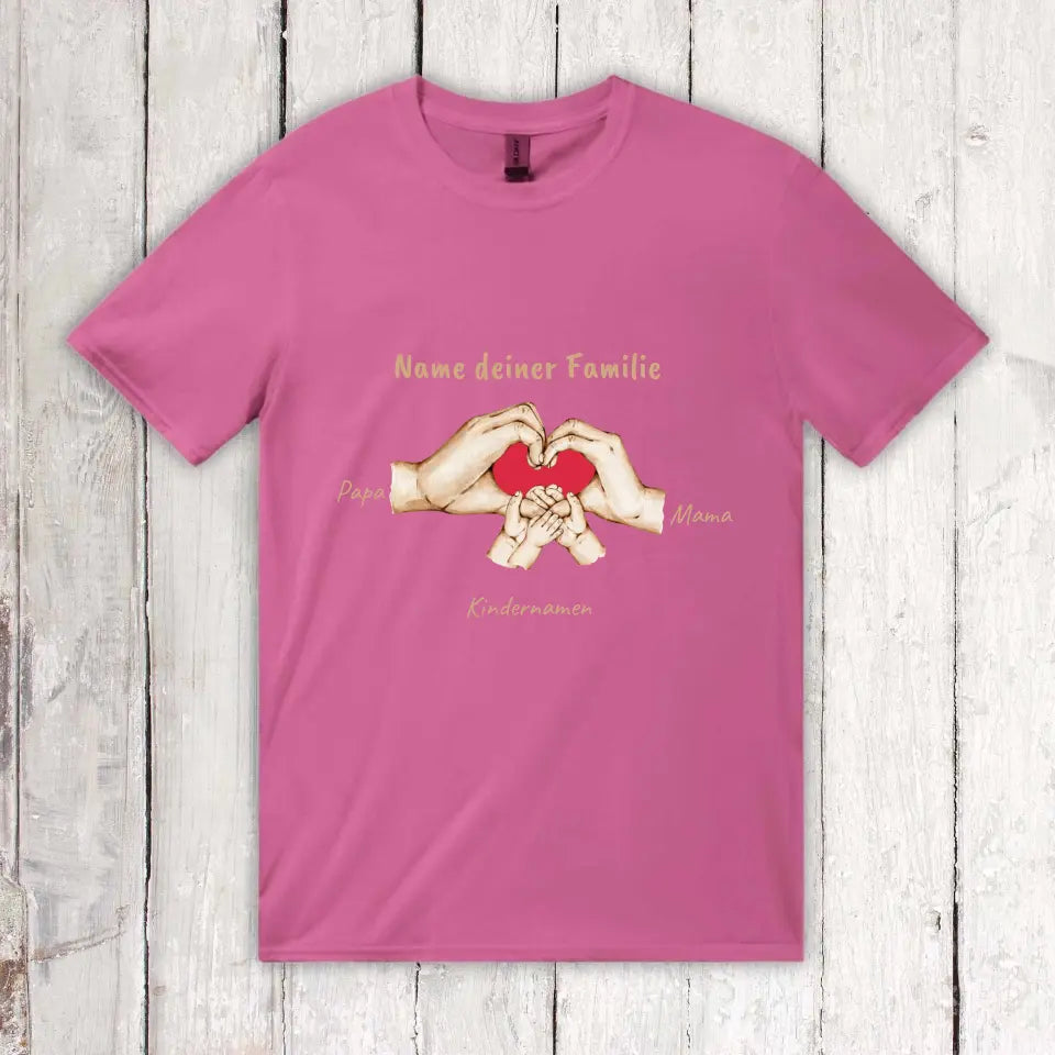 Personalisiertes T-Shirt: Hände mit bis zu 6 Kindern - Individuelles T-Shirt | Personalize Palace
