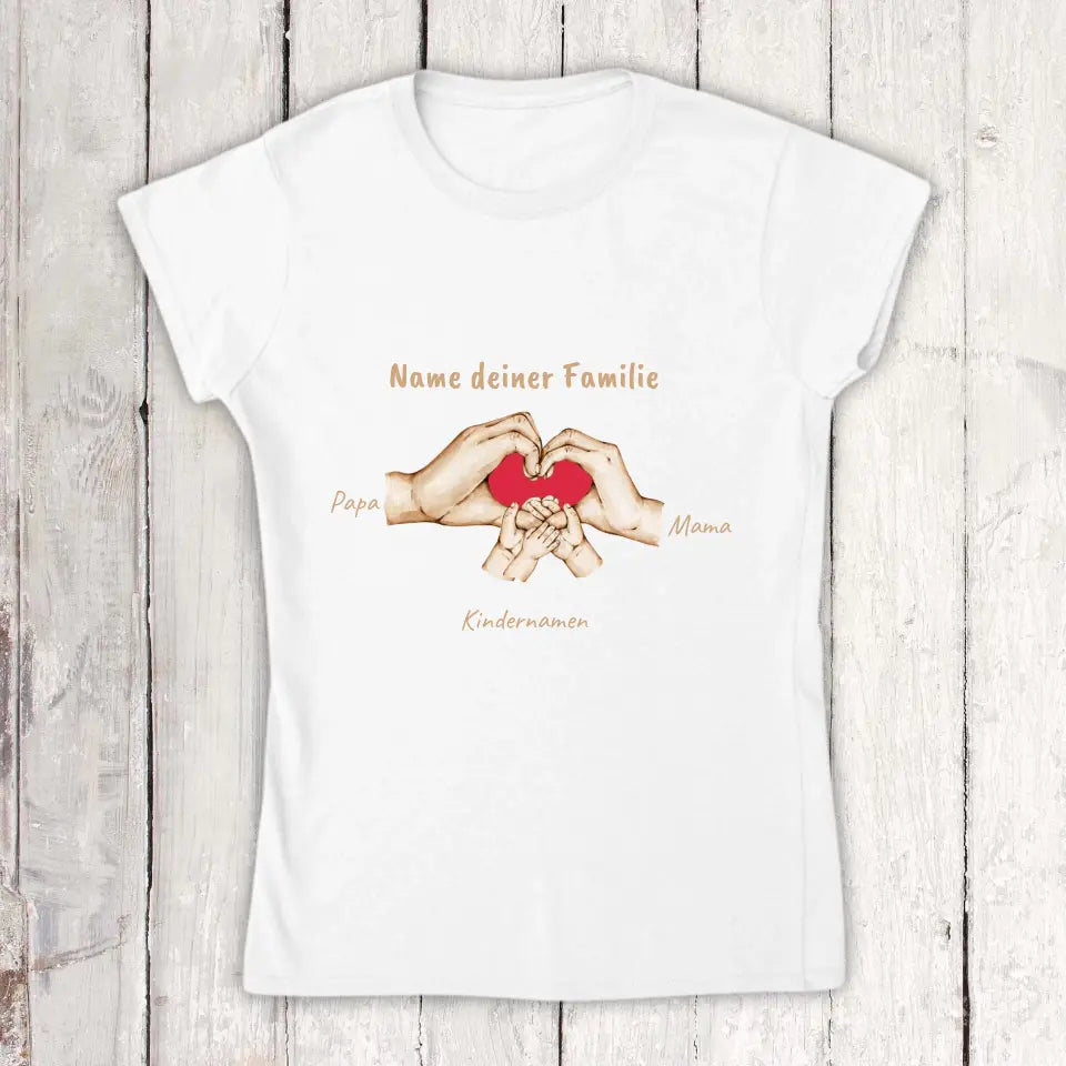 Personalisiertes T-Shirt: Hände mit bis zu 6 Kindern - Individuelles T-Shirt | Personalize Palace