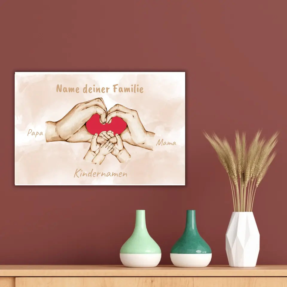 Heart Hand "Family" - Individual picture with gallery frame