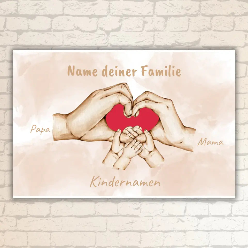Heart Hand "Family" - Individual picture with gallery frame
