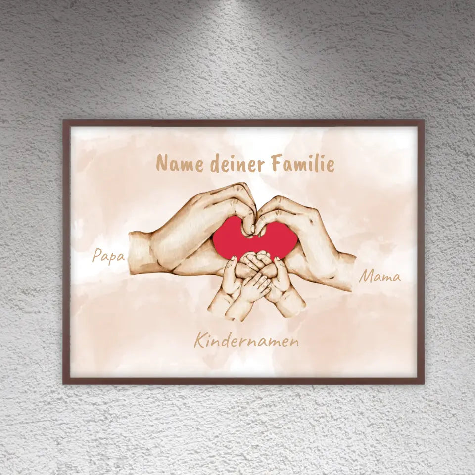 Heart Hand "Family" - Individual picture with gallery frame