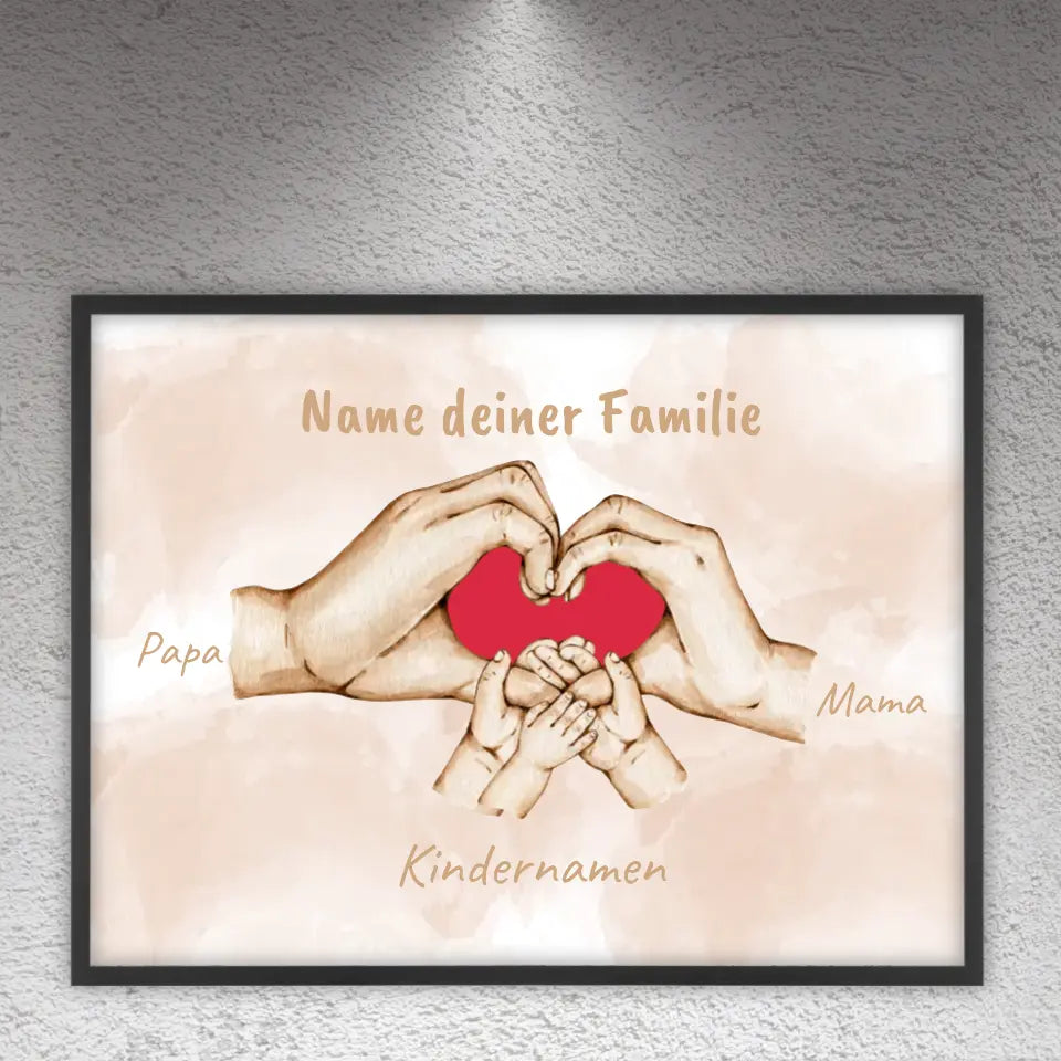 Heart Hand "Family" - Individual picture with gallery frame