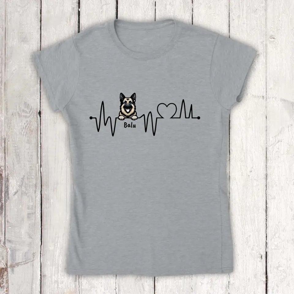Heartbeat, ECG with your dog - personalized dog T-shirt or hoodie