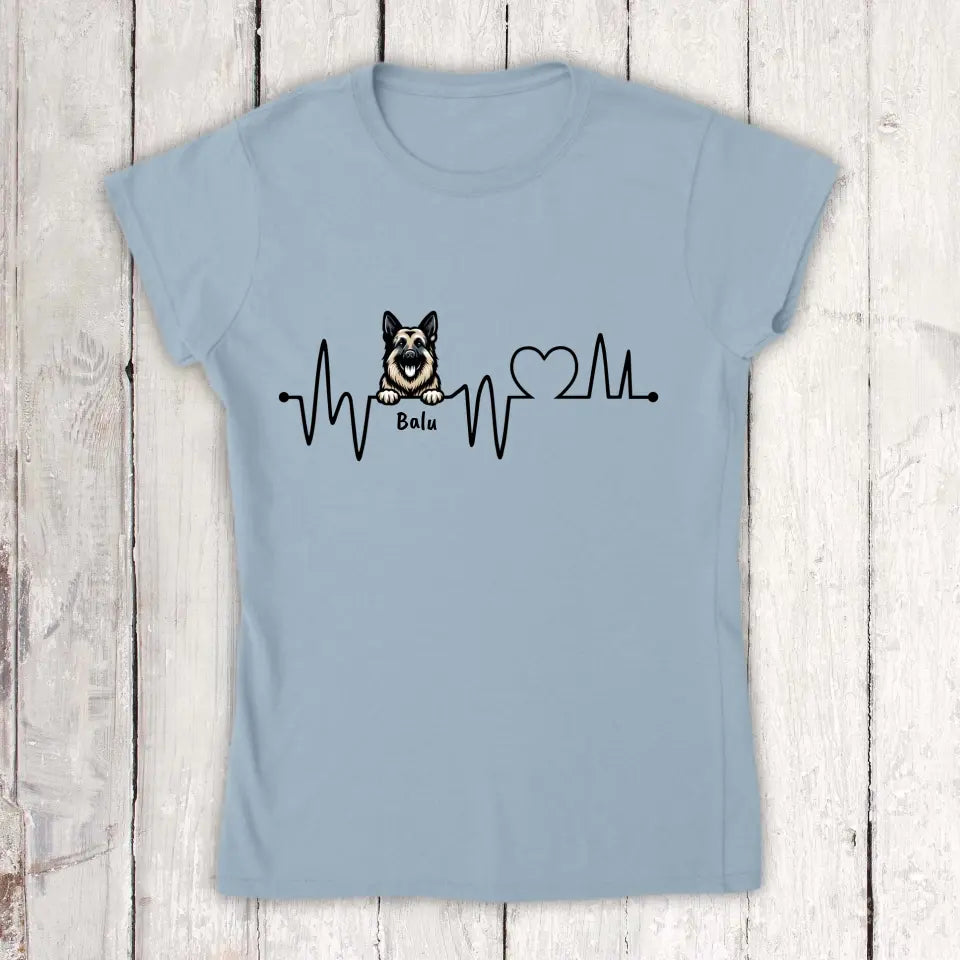 Heartbeat, ECG with your dog - personalized dog T-shirt or hoodie