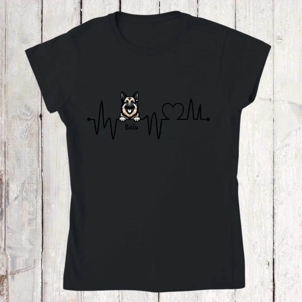 Heartbeat, ECG with your dog - personalized dog T-shirt or hoodie