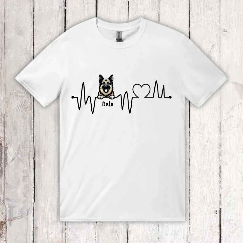 Heartbeat, ECG with your dog - personalized dog T-shirt or hoodie