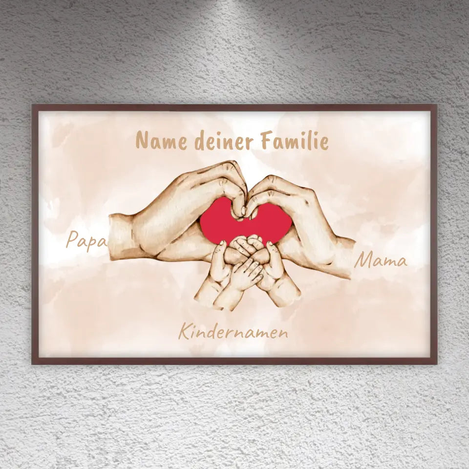 Heart Hand "Family" - Individual picture with gallery frame