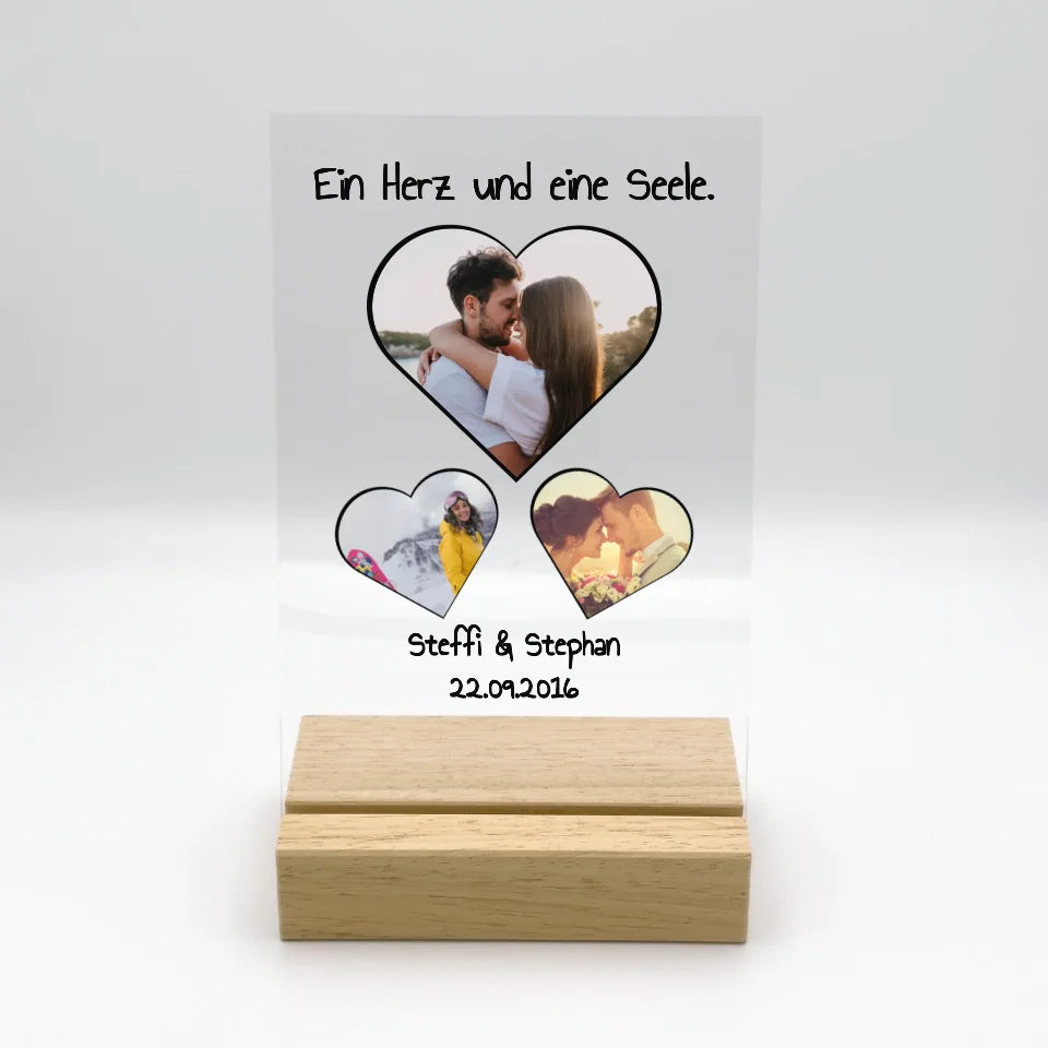 Your personalized photo love light - Custom acrylic glass with stand
