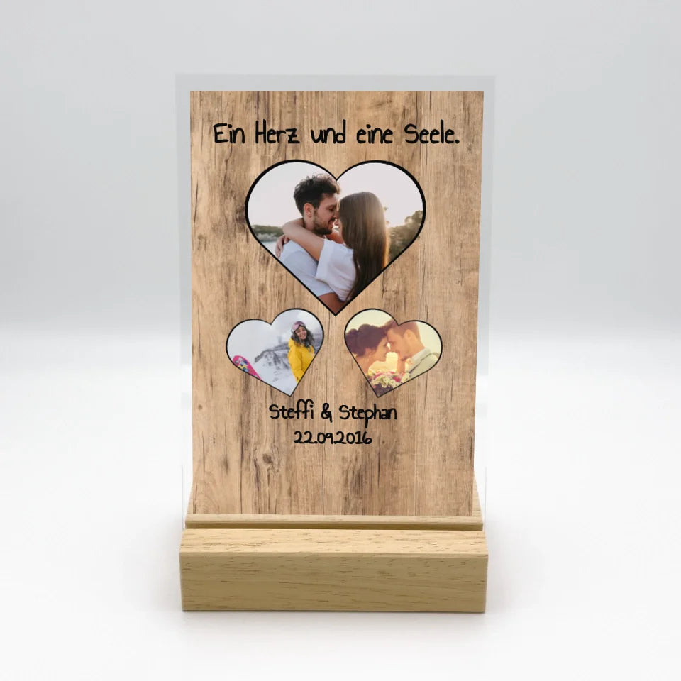 Heart Picture Collage - Custom Acrylic Glass with Stand