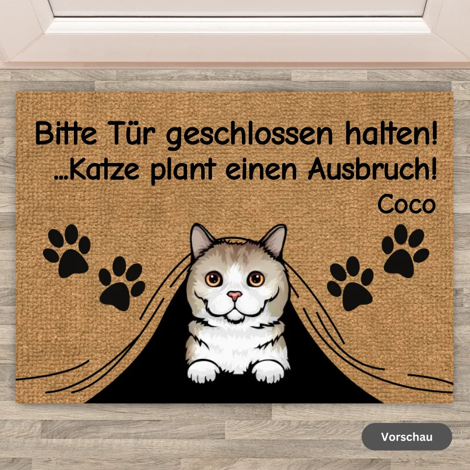 Cats planning an escape - Personalized funny cat doormat