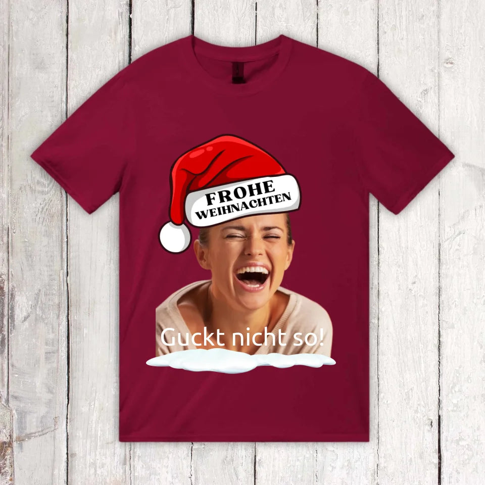Personalisiertes T-Shirt: Weihnachtsmütze mit deinem Bild und Text - individuelles T-Shirt | Personalize Palace