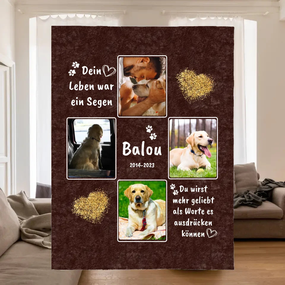 Cat blanket with photo and text - personalized cuddly blanket