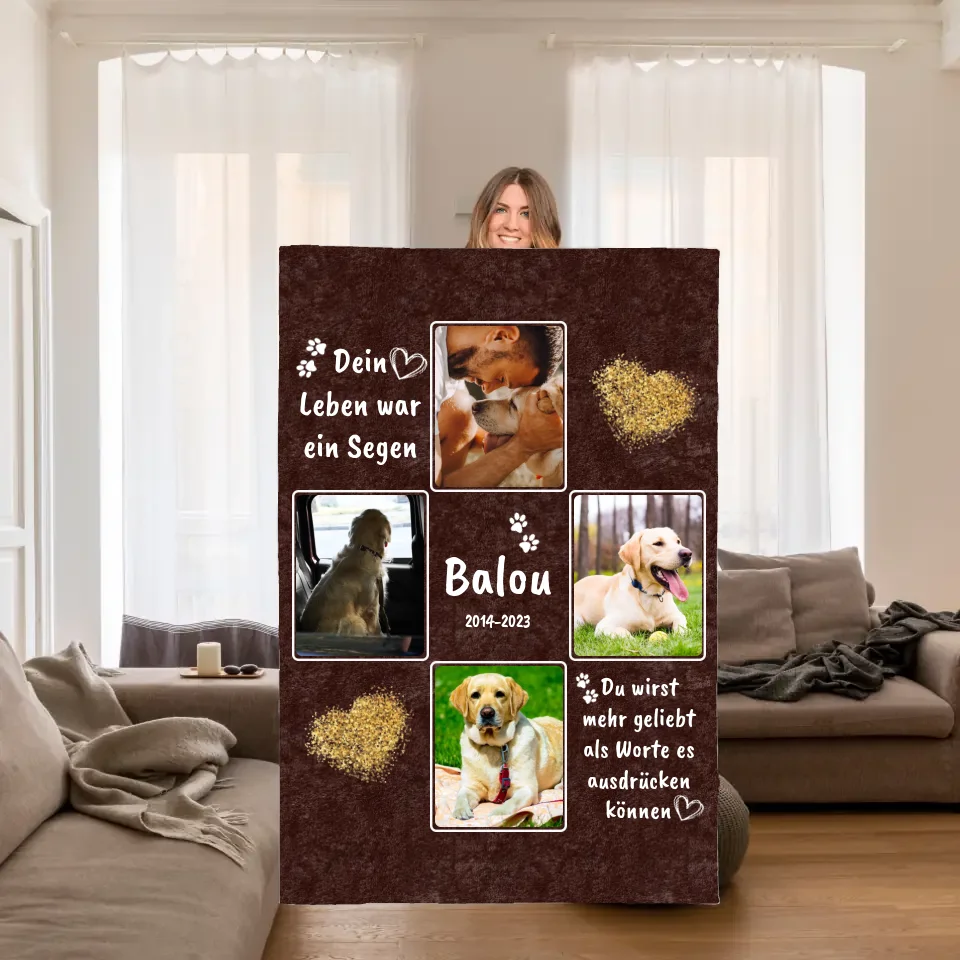 Dog blanket | Cuddle me when you miss me - Personalized photo blanket