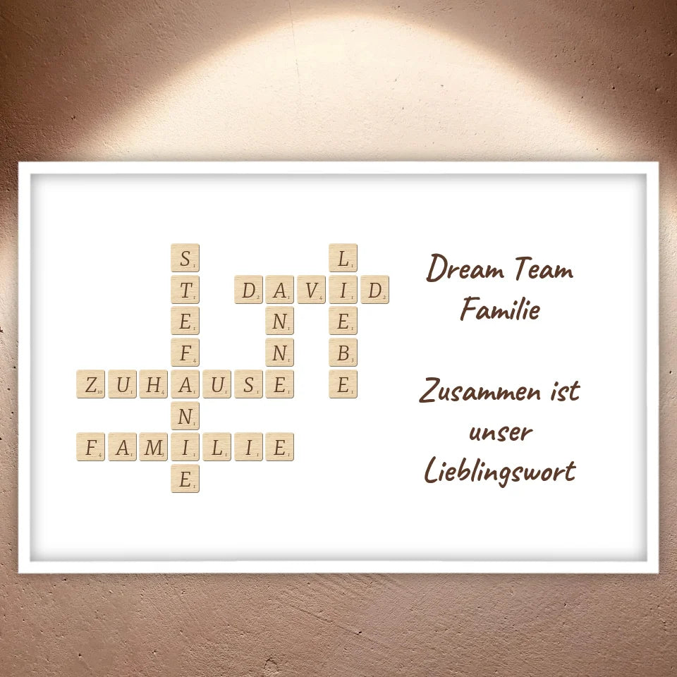 Family Scrabble - individual posters with gallery frames or as canvases