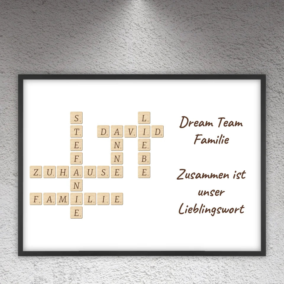 Family Scrabble - individual posters with gallery frames or as canvases