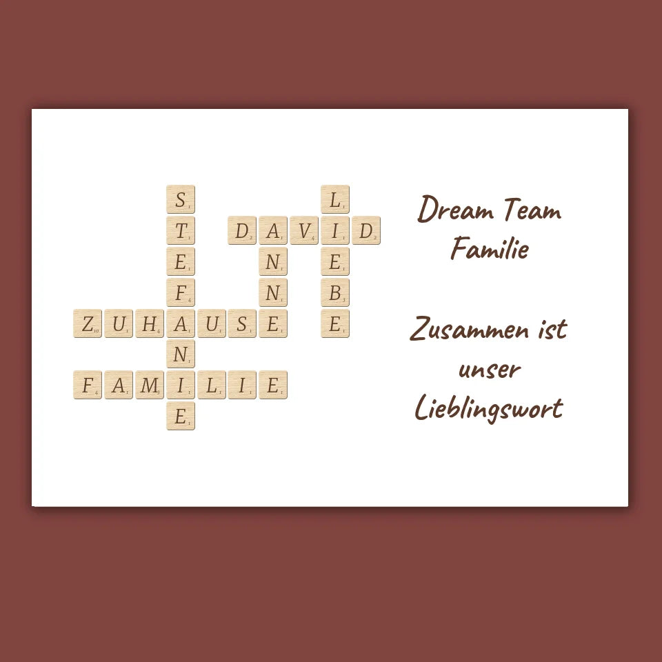 Family Scrabble - individual posters with gallery frames or as canvases