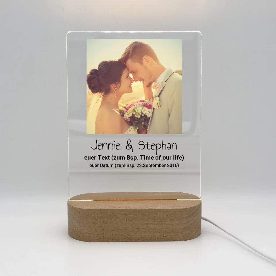 Your personalized photo love light - Custom acrylic glass with stand
