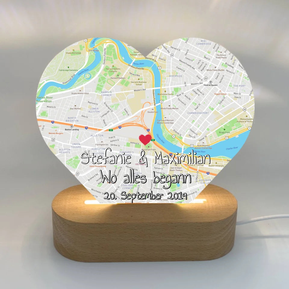 Heart-shaped night light with your photo - personalized acrylic LED night light