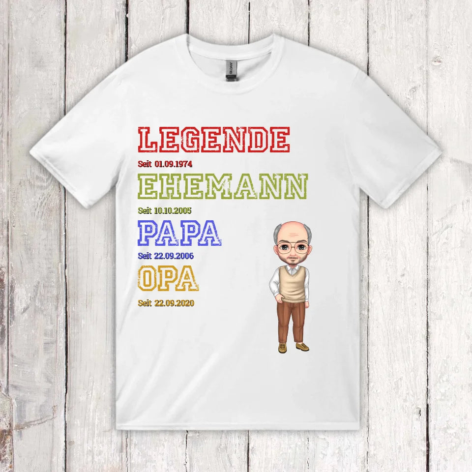 Great-Grandma, Great-Grandpa, Dad, Mom, Legend, Family - Personalized T-Shirt