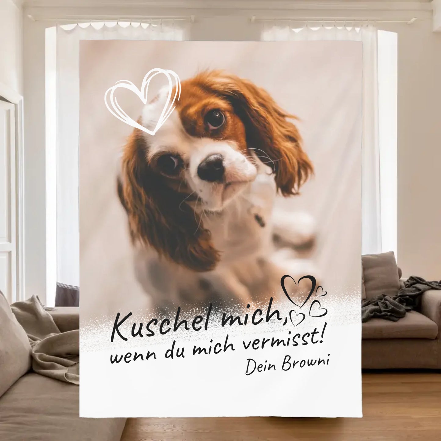 Dog blanket | Cuddle me when you miss me - Personalized photo blanket