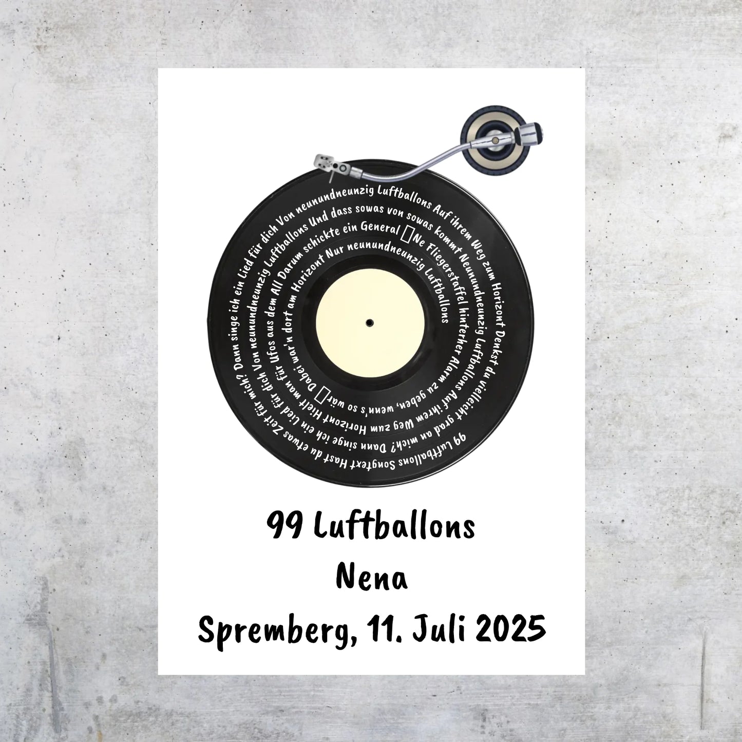 Song lyrics on vinyl record, your favorite song - personalized poster with frame